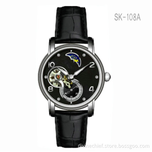 2016 China Manufacture Novelty Genuine Leather Watch Straps Sun & Moon Phase Watches